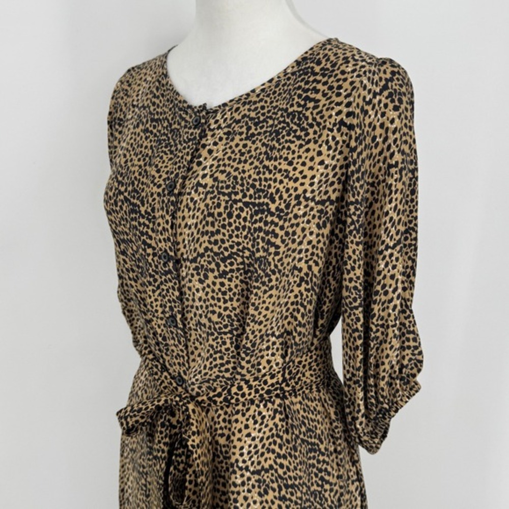 Emerson Fry Silk Fiona Dress Small Cheetah Animal Print Tie Waist Shirt Dress - Picture 7 of 12